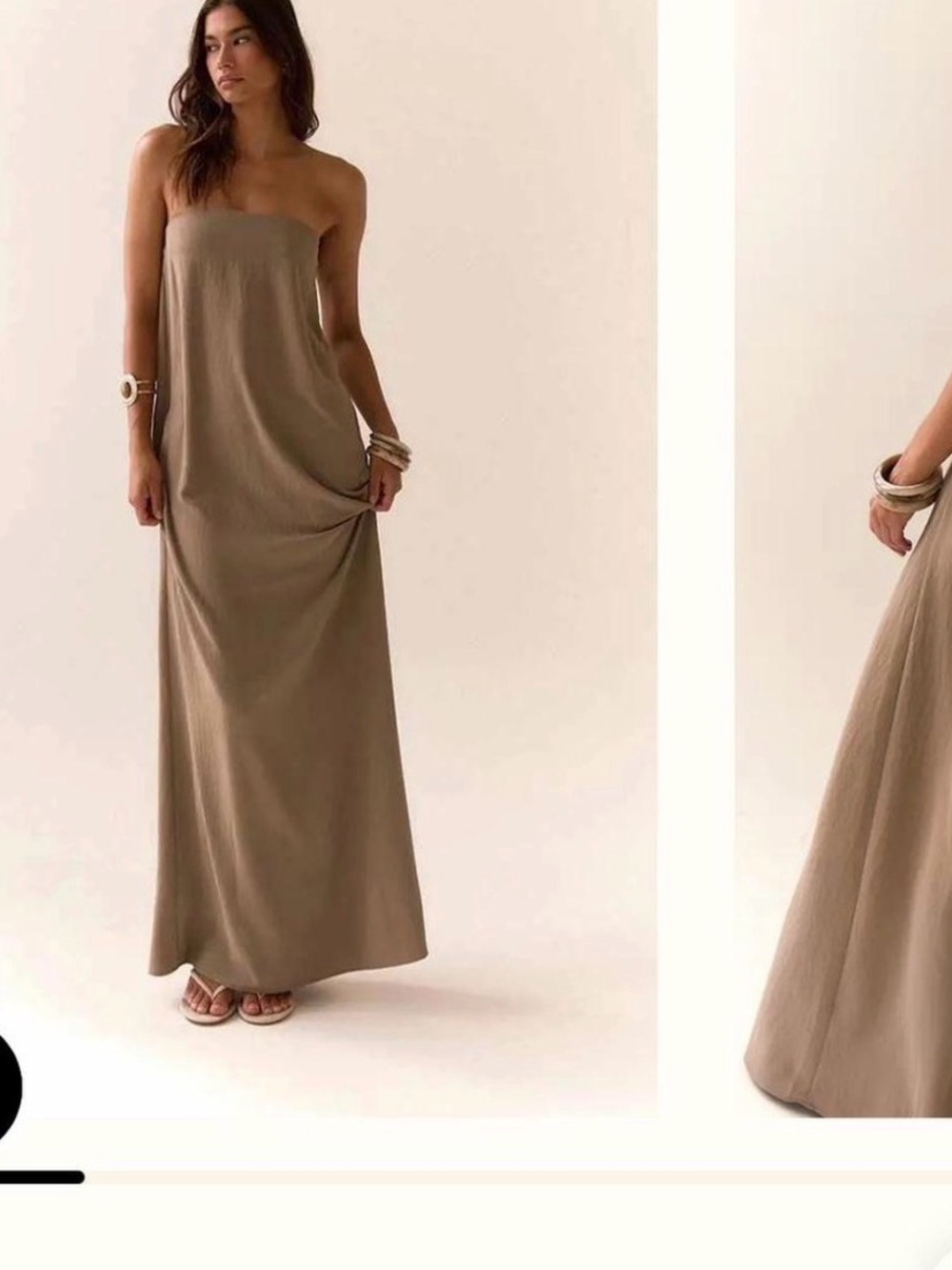 PrettyLittleThing Taupe Strapless Maxi Dress